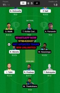 DG vs JK 16th Match Dream11 Team fantasy Prediction Lanka Premier League T20