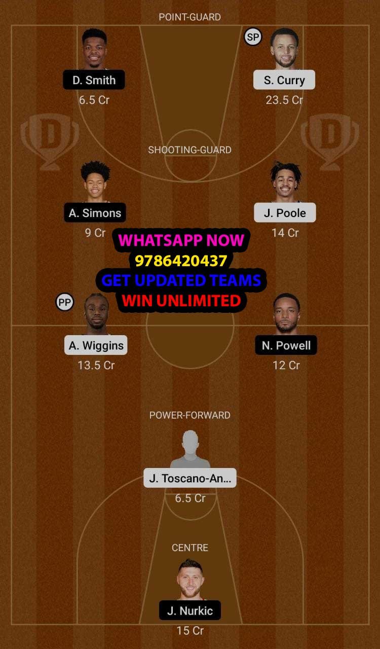 GSW vs POR Dream11 Team fantasy Prediction NBA