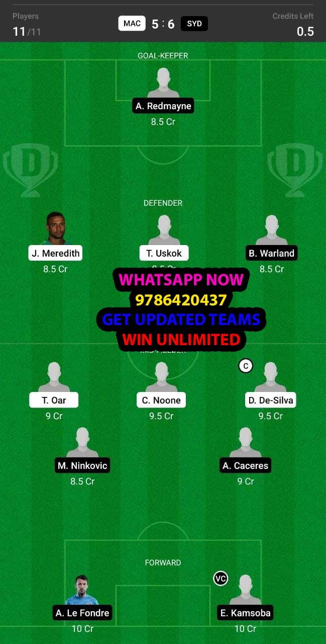 MAC vs SYD Dream11 Team fantasy Prediction A League