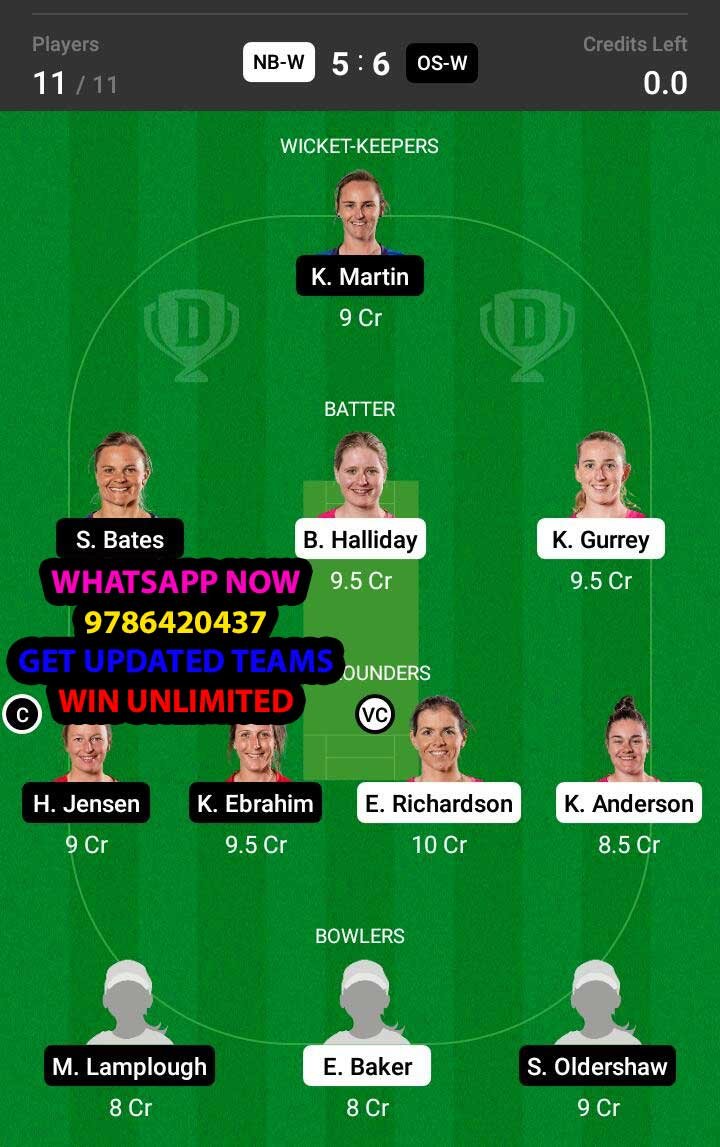 NB-W vs OS-W 3rd Match Dream11 Team fantasy Prediction Dream11 Women's Super Smash T20