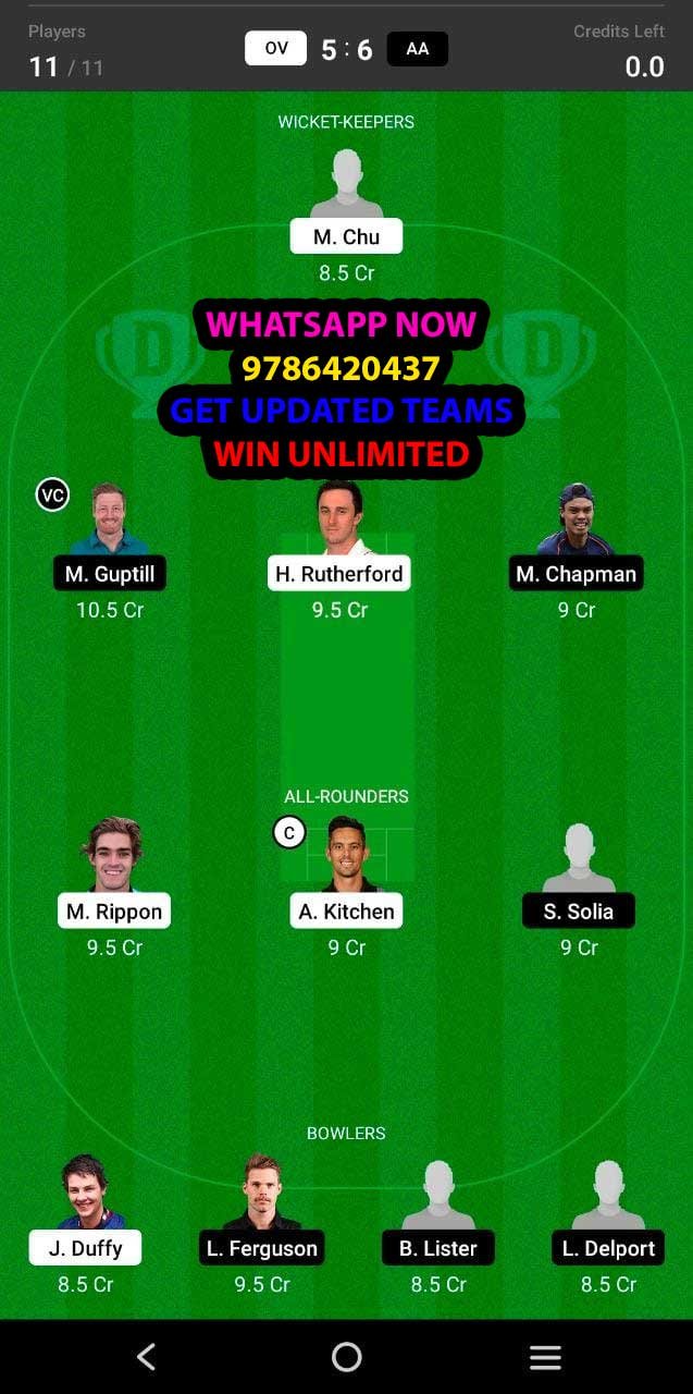 OV vs AA 16th Match Dream11 Team fantasy Prediction Dream11 Super Smash T20