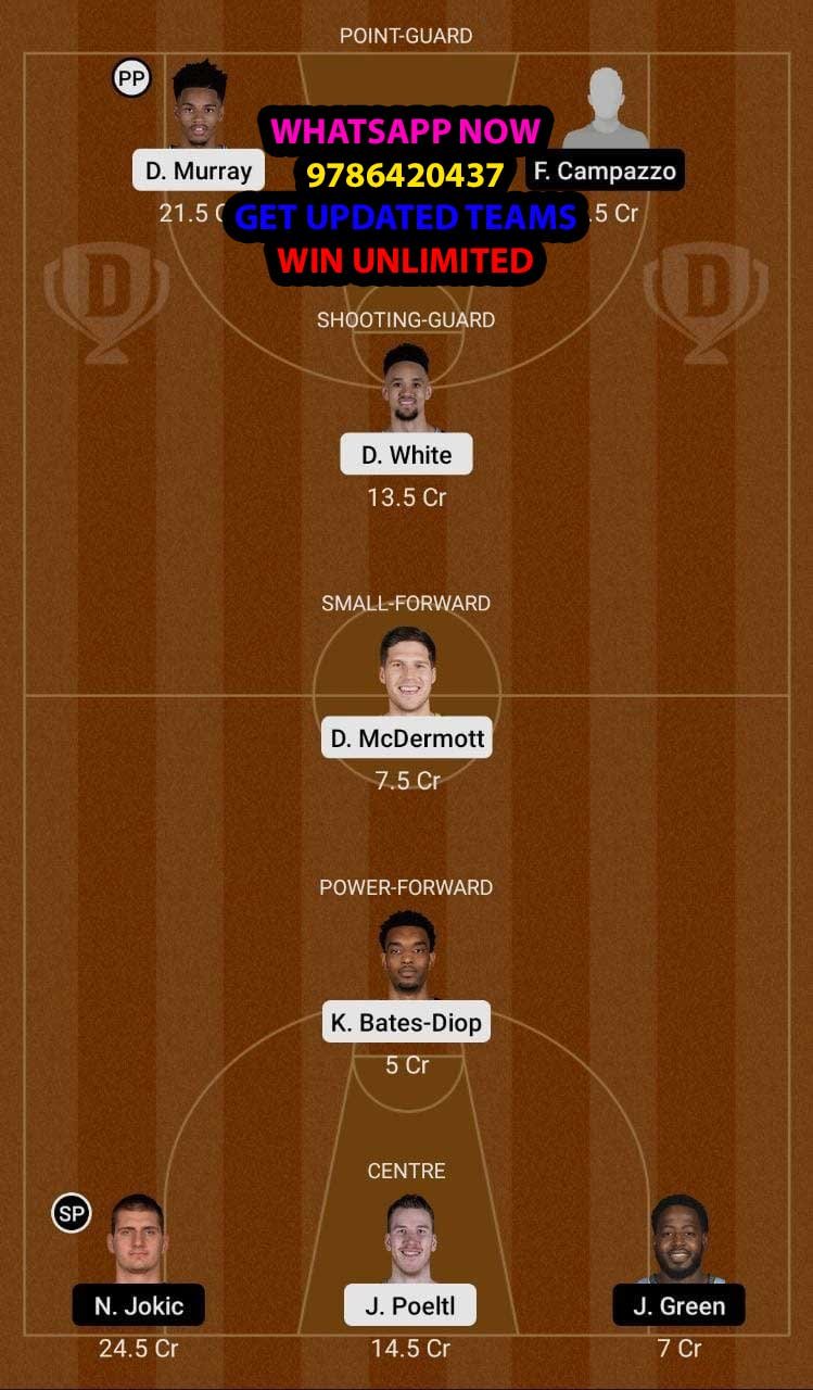 SAS vs DEN Dream11 Team fantasy Prediction NBA