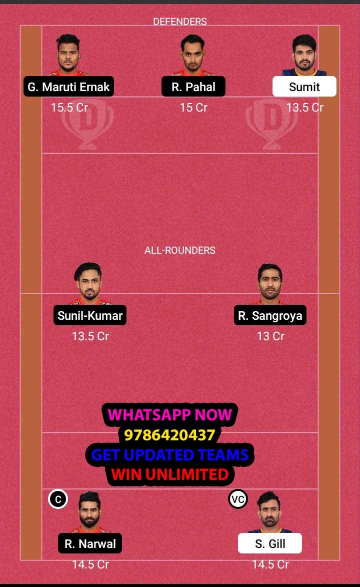 UP vs GUJ 20th Match Dream11 Team fantasy Prediction Vivo Pro Kabaddi