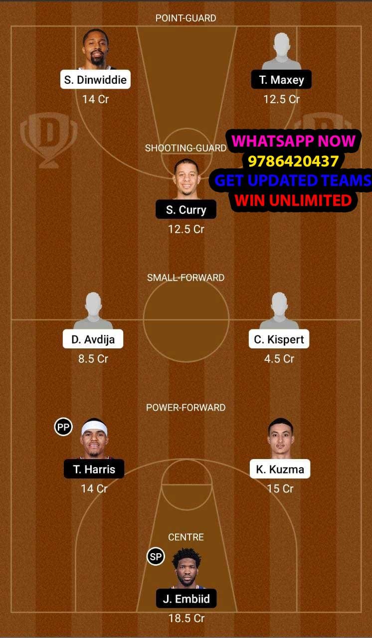 WAS vs PHI Dream11 Team fantasy Prediction NBA