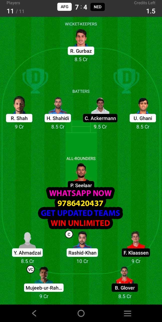 AFG vs NED 2nd ODI Match Dream11 Team fantasy Prediction Afghanistan and Netherlands in Qatar