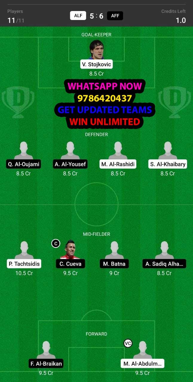 ALF VS AFF Dream11 Team fantasy Prediction Saudi Arabian League