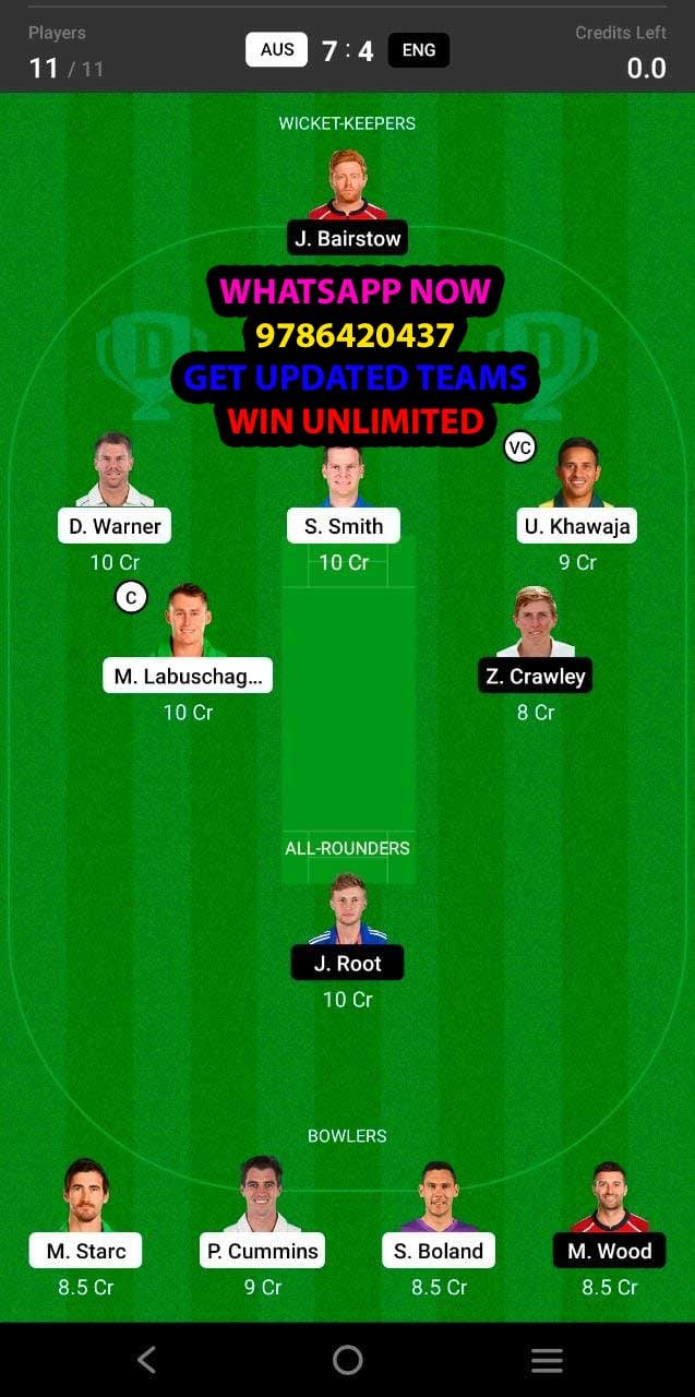 AUS vs ENG 5th Test Match Dream11 Team fantasy Prediction The Ashes