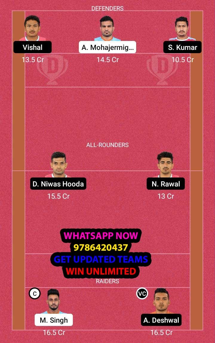 BEN vs JAI 30th Match Dream11 Team fantasy Prediction Vivo Pro Kabaddi