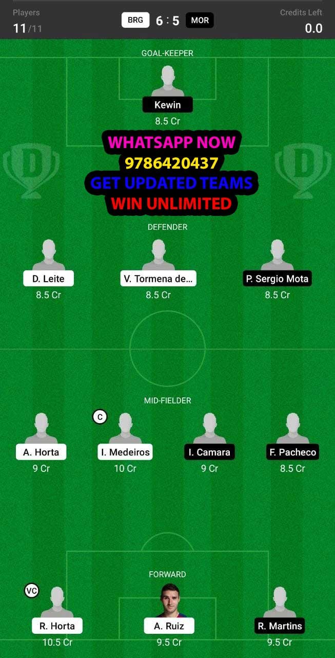 BRG VS MOR Dream11 Team fantasy Prediction Portuguese League