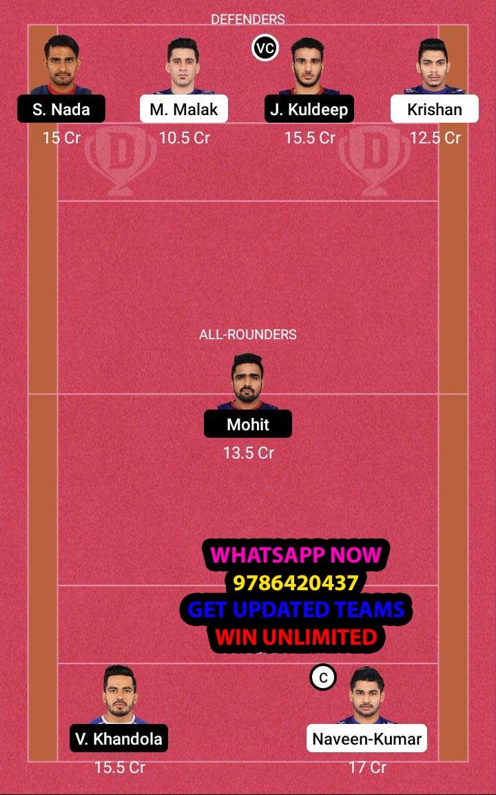 DEL vs HAR 67th Match Dream11 Team fantasy Prediction Vivo Pro Kabaddi