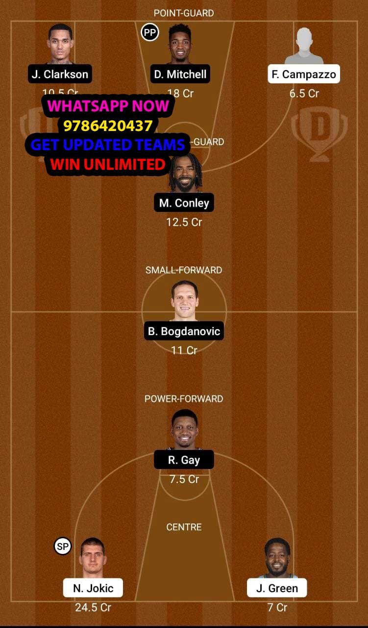 DEN vs UTA Dream11 Team fantasy Prediction NBA