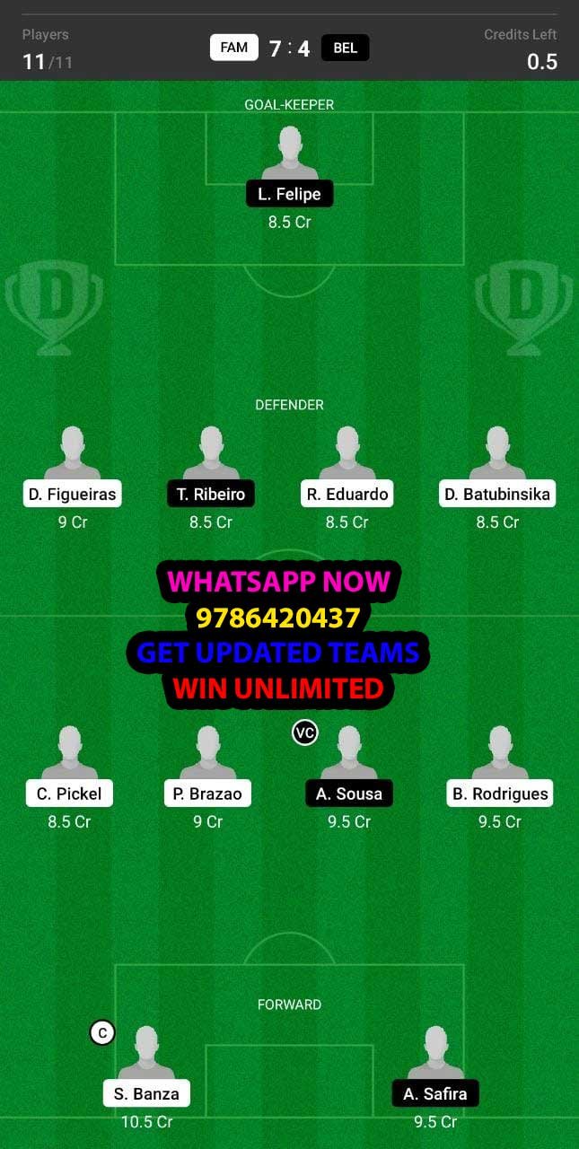 FAM vs BEL Dream11 Team fantasy Prediction Portuguese League