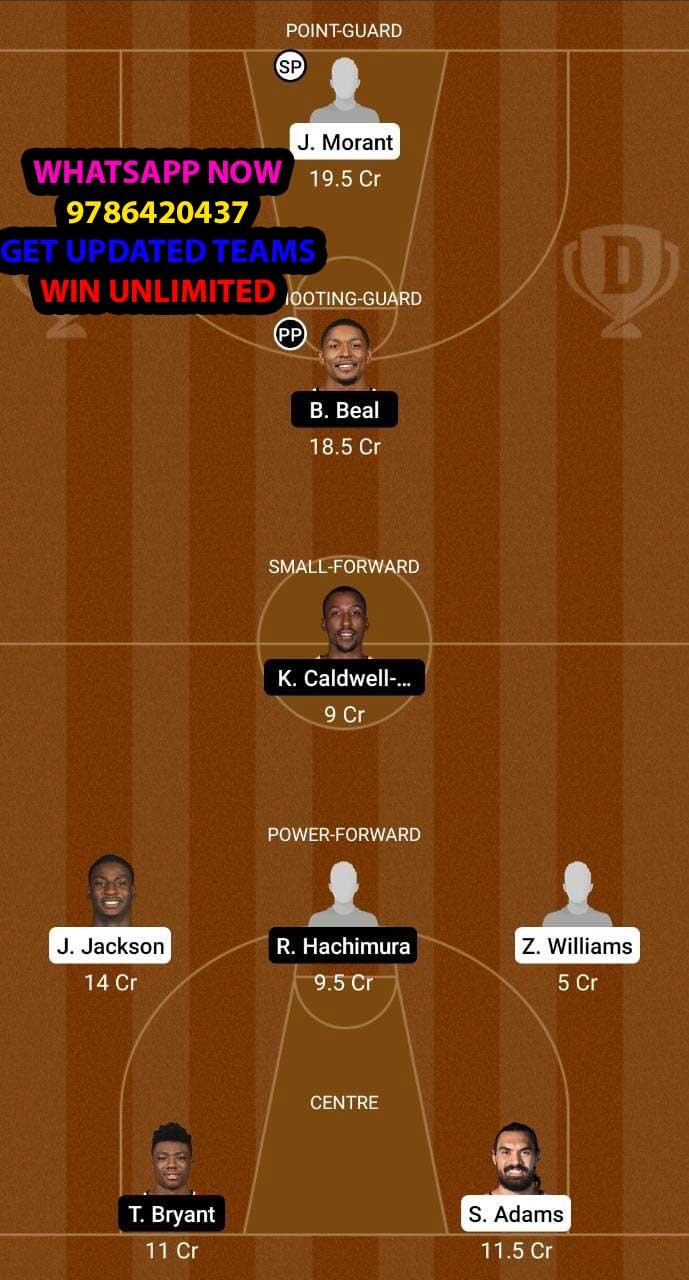 MEM vs WAS Dream11 Team fantasy Prediction NBA