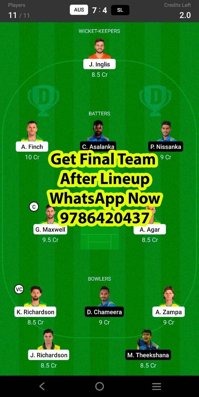 AUS vs SL 5th T20I Match Dream11 Team fantasy Prediction Sri Lanka tour of Australia