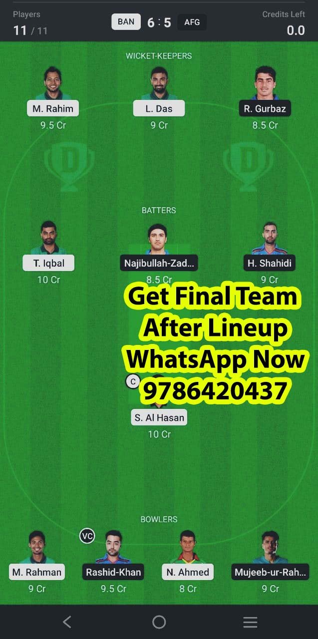 BAN vs AFG 1st ODI Match Dream11 Team fantasy Prediction Afghanistan tour of Bangladesh