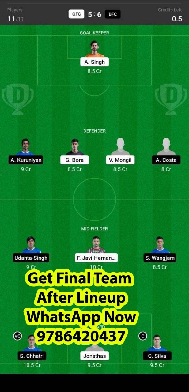 BFC vs OFC Dream11 Team fantasy Prediction Hero ISL