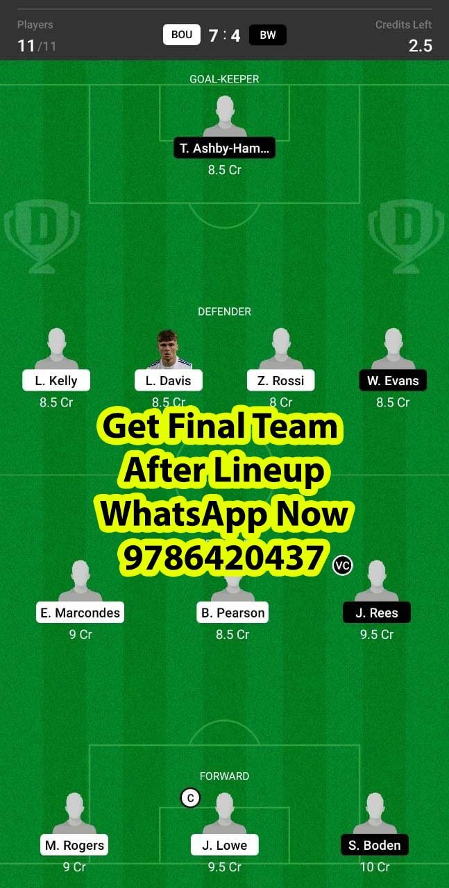 BOU vs BW Dream11 Team fantasy Prediction FA Cup