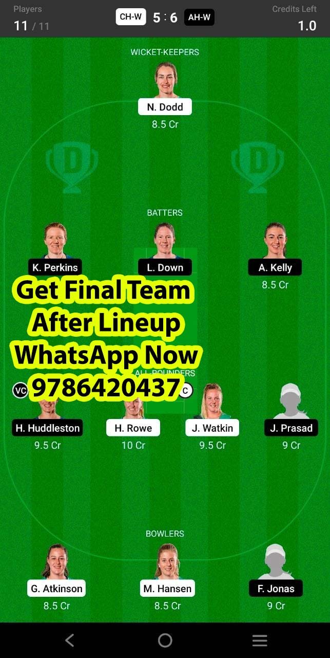 CH-W vs AH-W 21st Match Dream11 Team fantasy Prediction Hallyburton Johnstone Shield One-Day