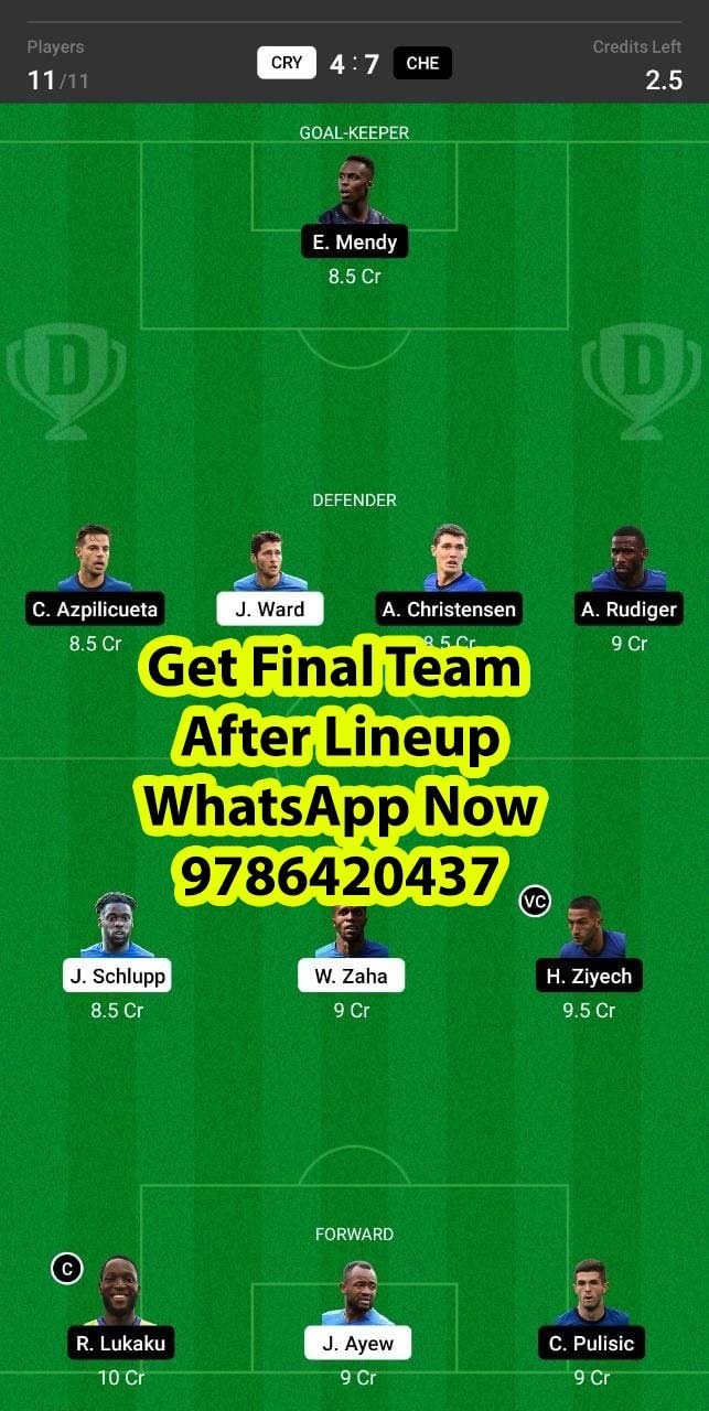 CRY vs CHE Dream11 Team fantasy Prediction Premier League