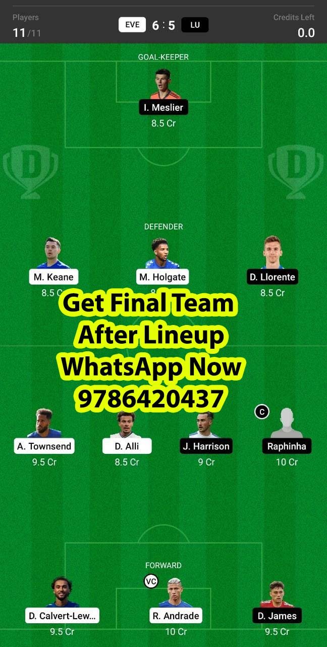 EVE vs LU Dream11 Team fantasy Prediction Premier League