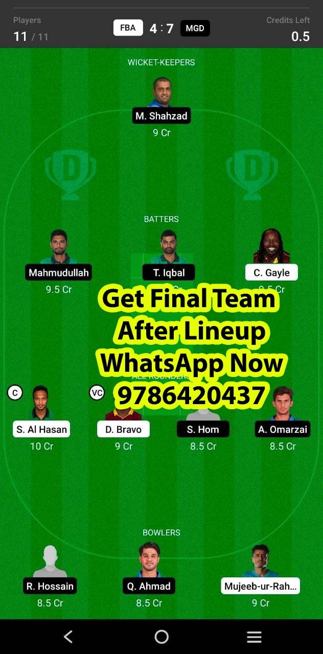 FBA vs MGD 28th Match Dream11 Team fantasy Prediction Bangladesh T20 League