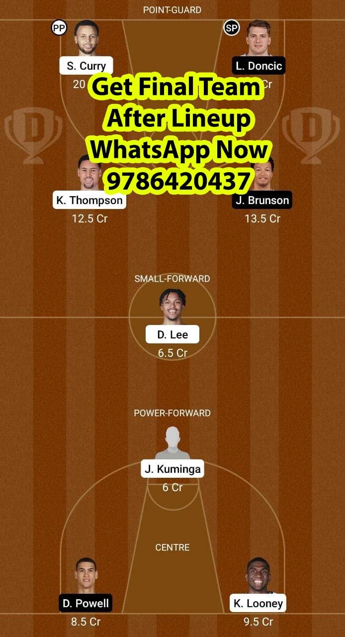 GSW vs DAL Dream11 Team fantasy Prediction NBA