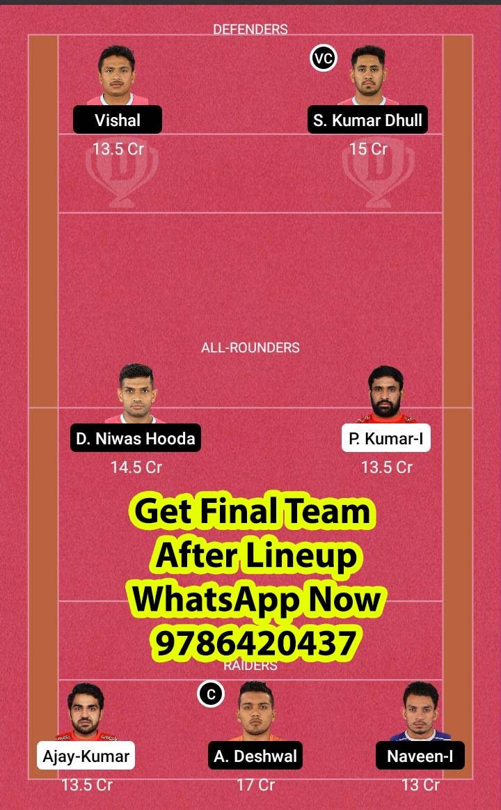 GUJ vs JAI 101st Match Dream11 Team fantasy Prediction Vivo Pro Kabaddi