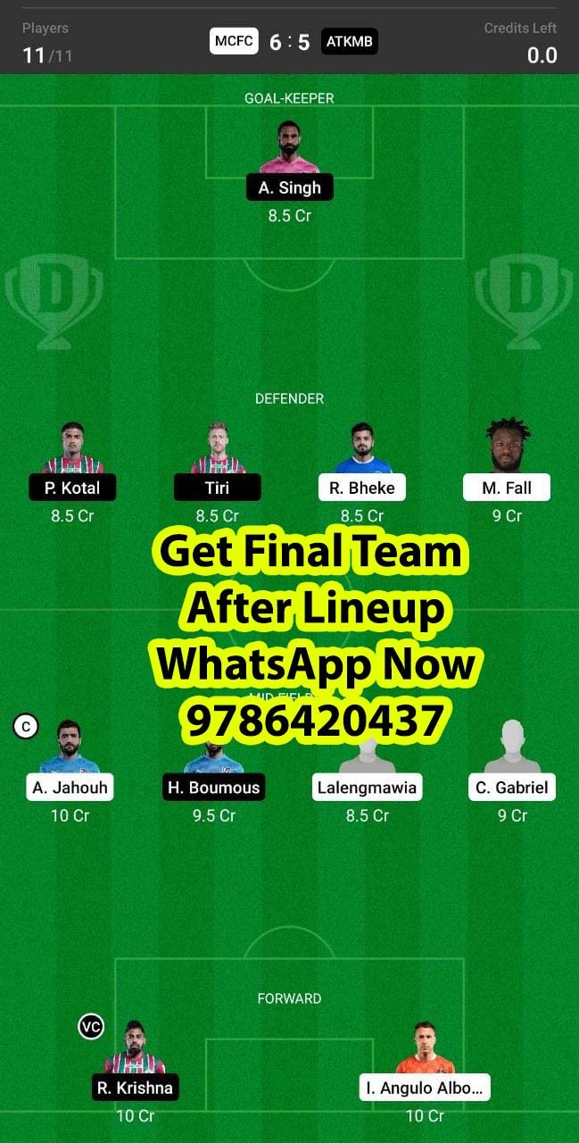 MCFC vs ATKMB Dream11 Team fantasy Prediction Hero ISL