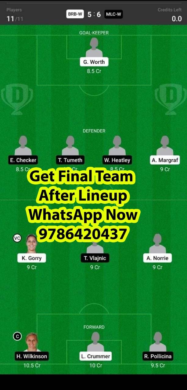 MLC-W vs BRB-W Dream11 Team fantasy Prediction Australian W League