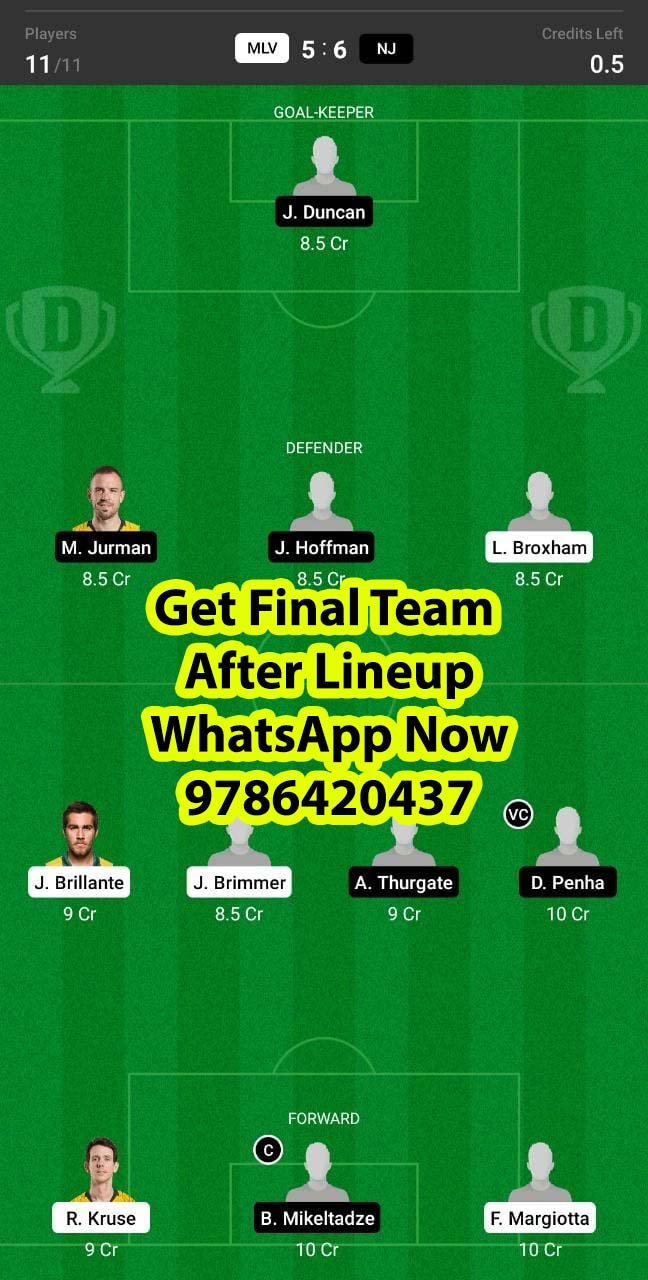 MLV vs NJ Dream11 Team fantasy Prediction A League