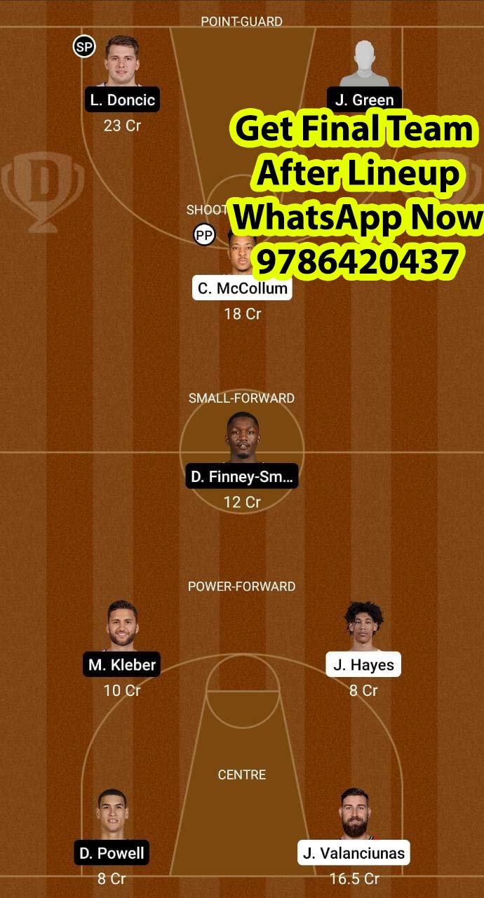 NOP vs DAL Dream11 Team fantasy Prediction NBA