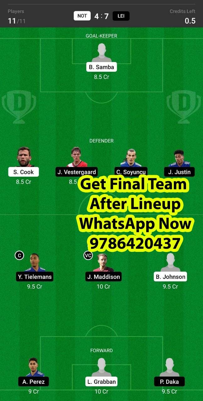 NOT vs LEI Dream11 Team fantasy Prediction FA Cup