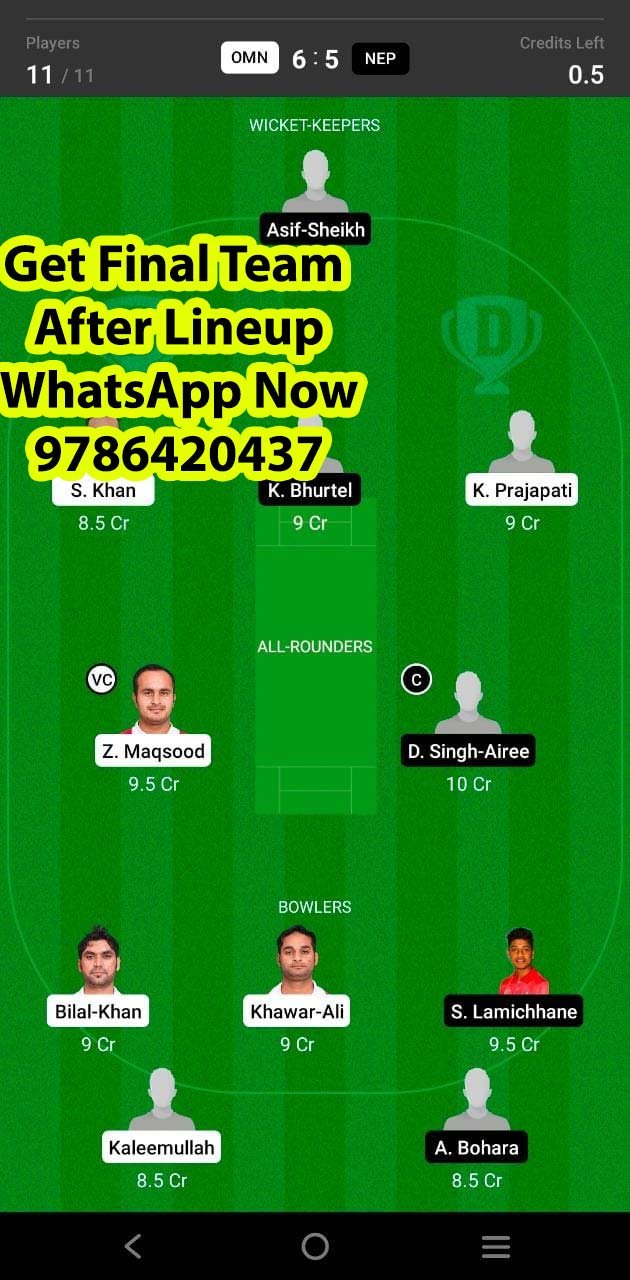 OMN vs NEP 3rd Place Play-off Match Dream11 Team fantasy Prediction T20 World Cup Qualifier A