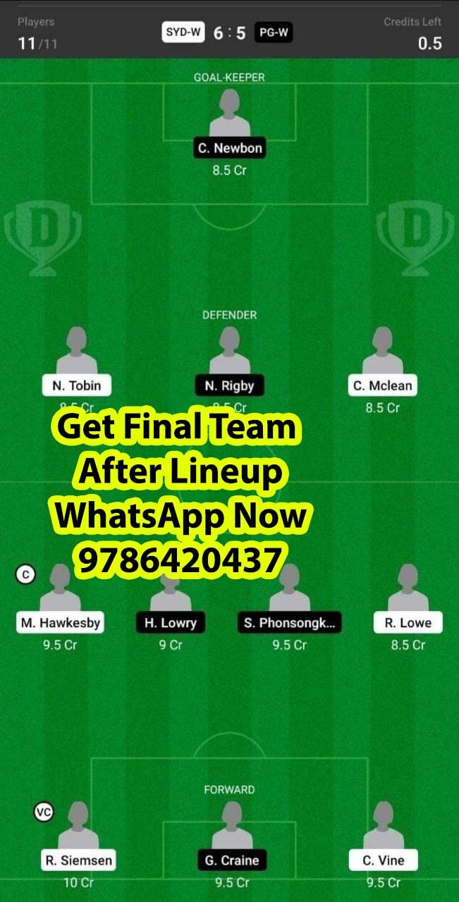 PG-W vs SYD-W Dream11 Team fantasy Prediction Australian W League