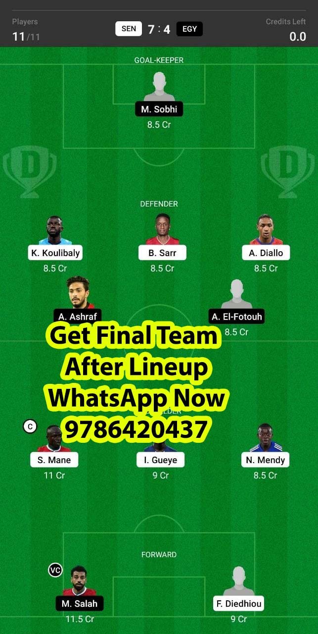 SEN vs EGY Dream11 Team fantasy Prediction Africa Cup of Nations