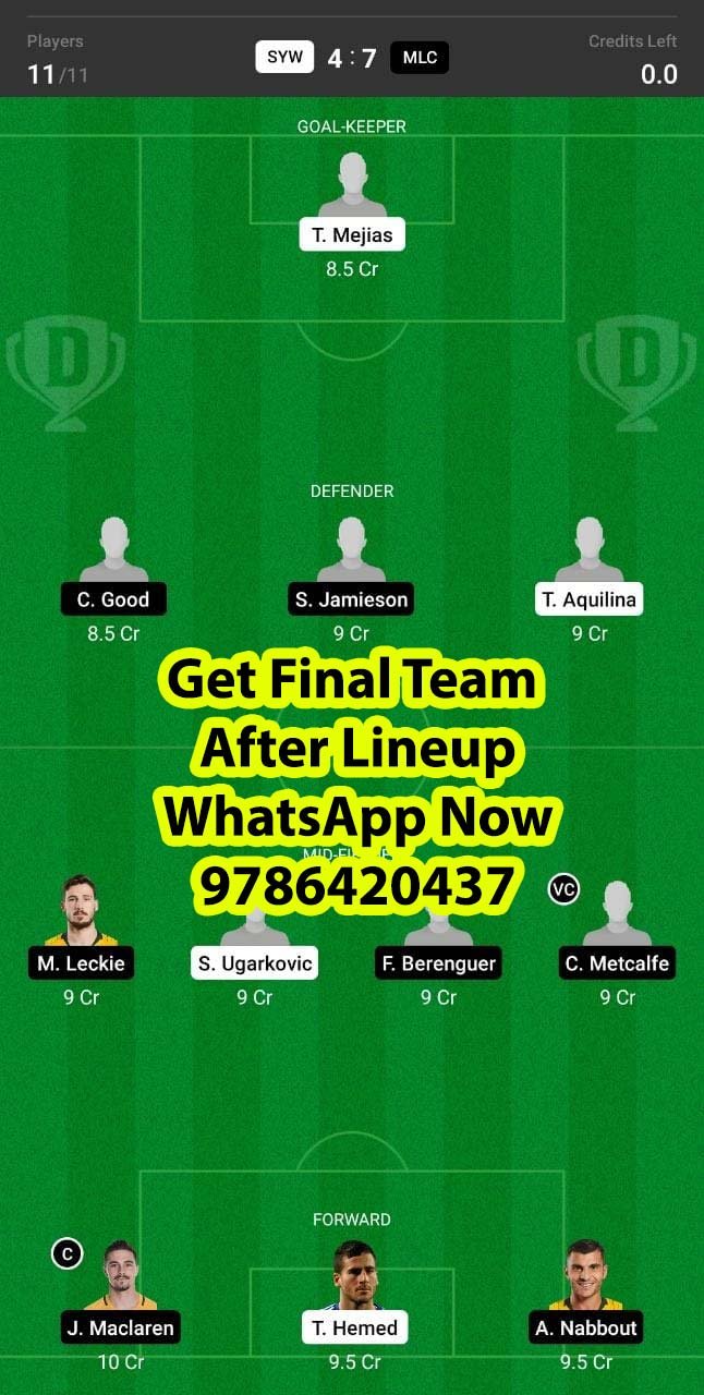 SYW vs MLC Dream11 Team fantasy Prediction A League