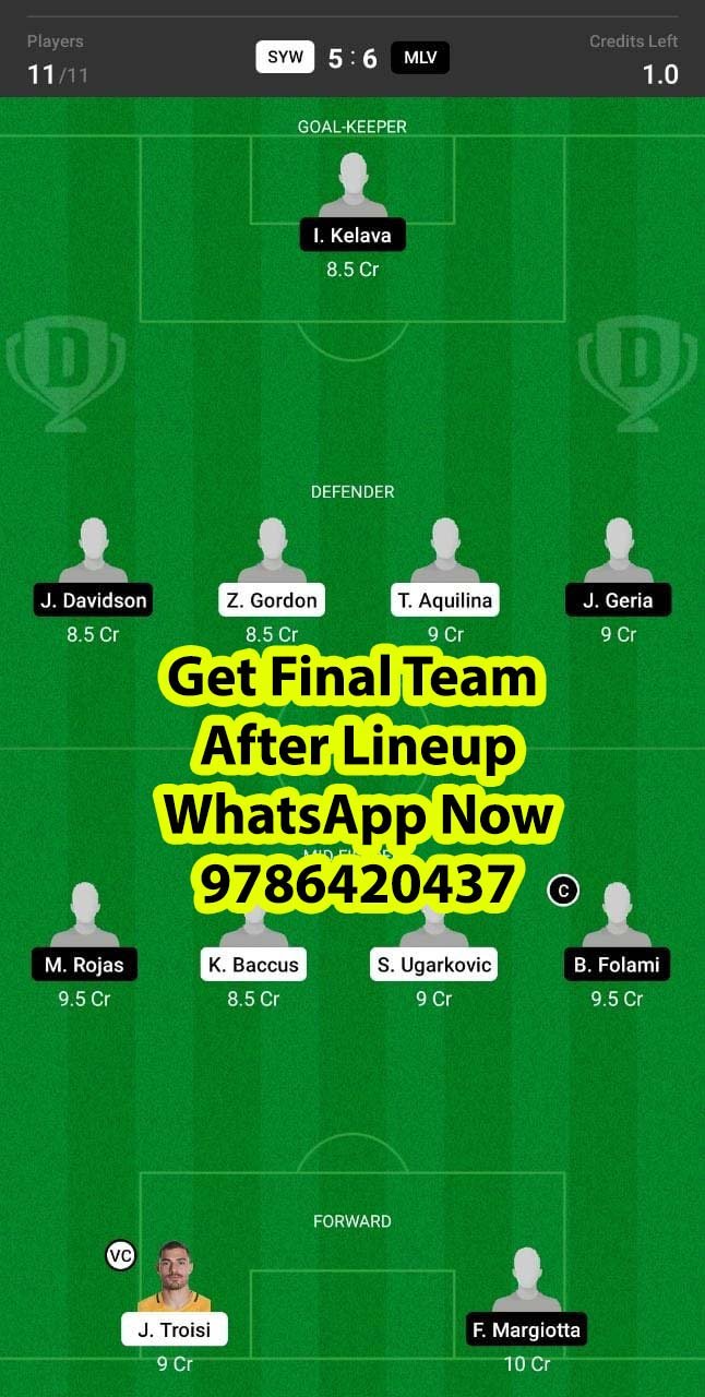 SYW vs MLV Dream11 Team fantasy Prediction A League