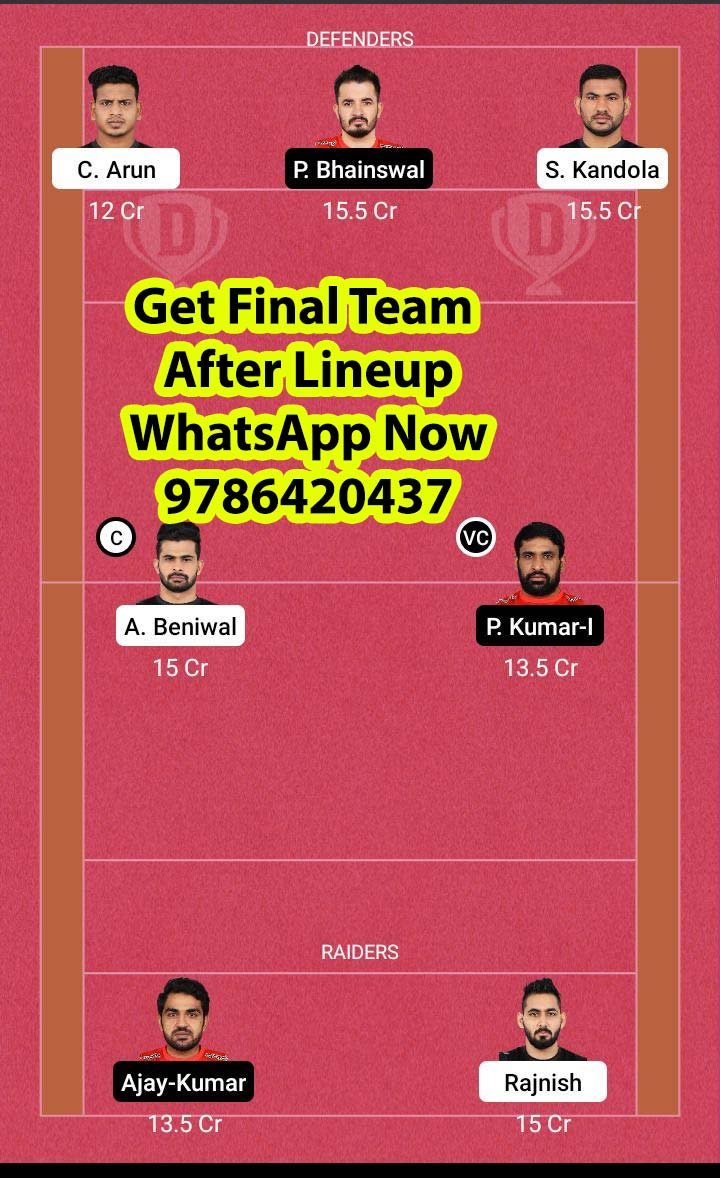 TEL vs GUJ 105th Match Dream11 Team fantasy Prediction Vivo Pro Kabaddi