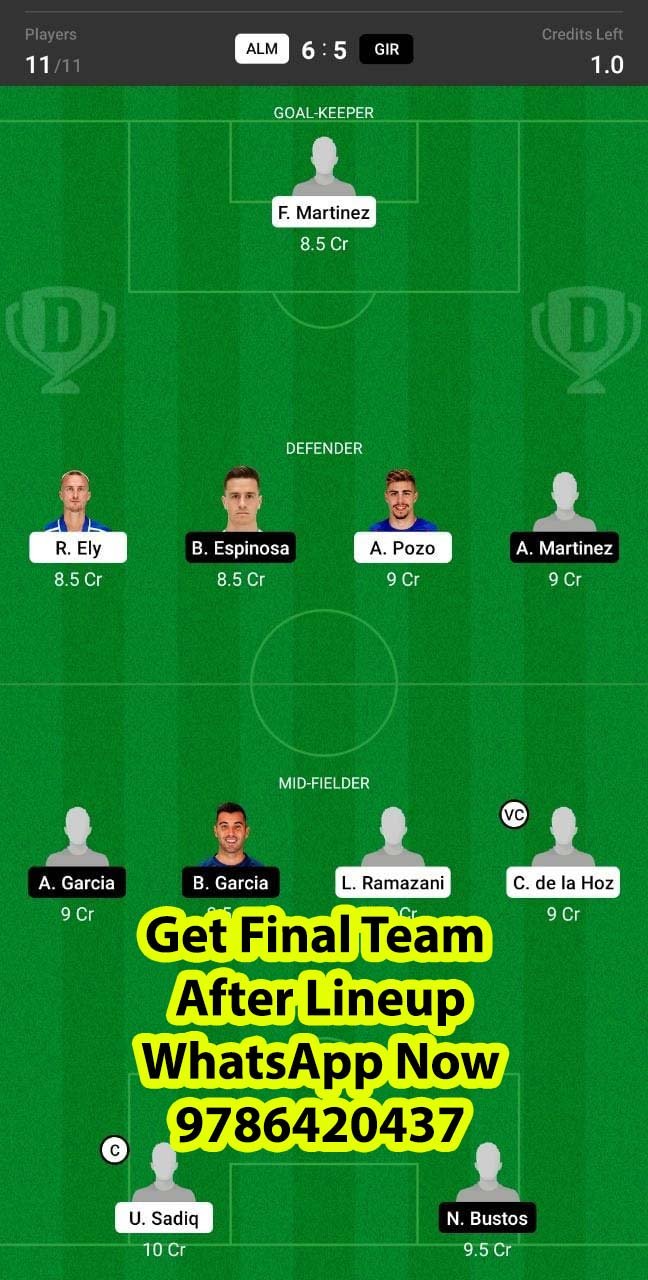 ALM vs GIR Dream11 Team fantasy Prediction LaLiga 2