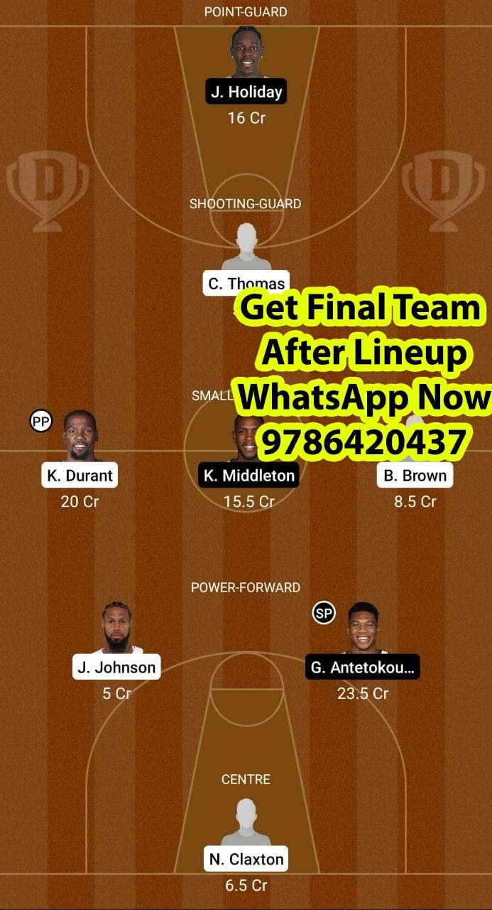 BKN vs MIL Dream11 Team fantasy Prediction NBA