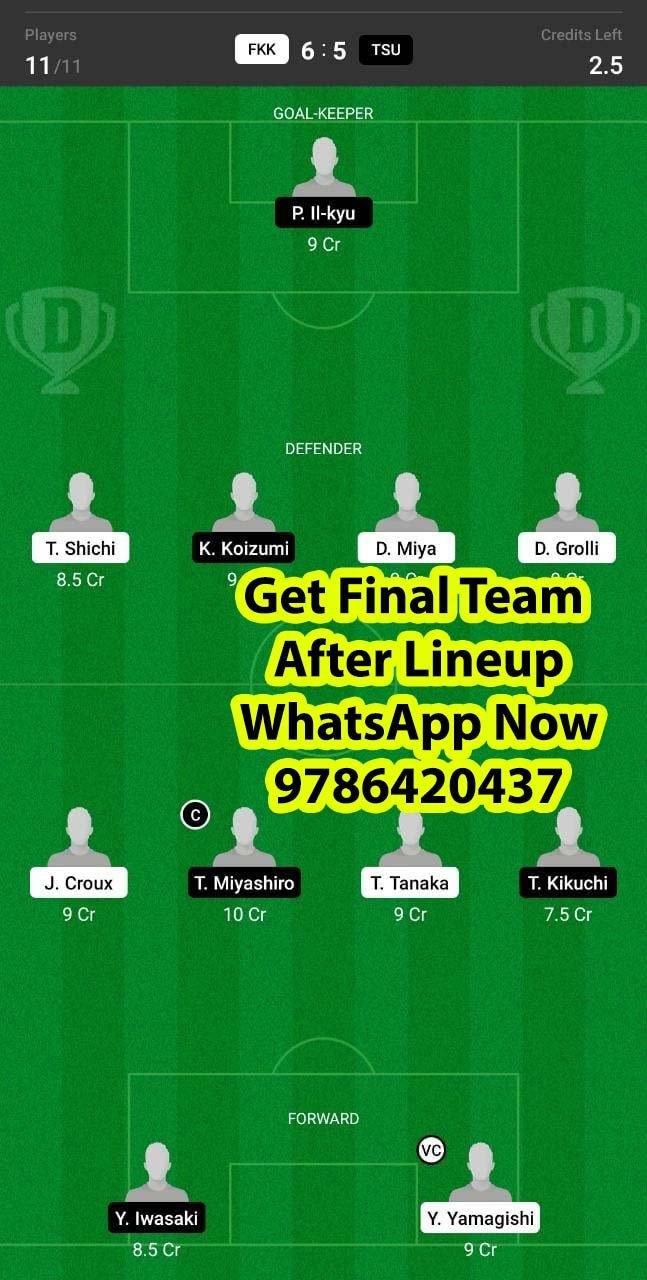 FKK vs TSU Dream11 Team fantasy Prediction J League