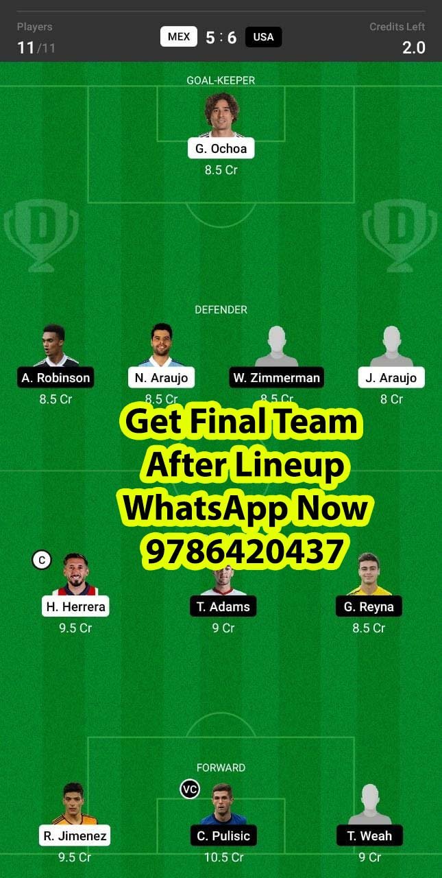 MEX vs USA Dream11 Team fantasy Prediction World Cup Qualifiers