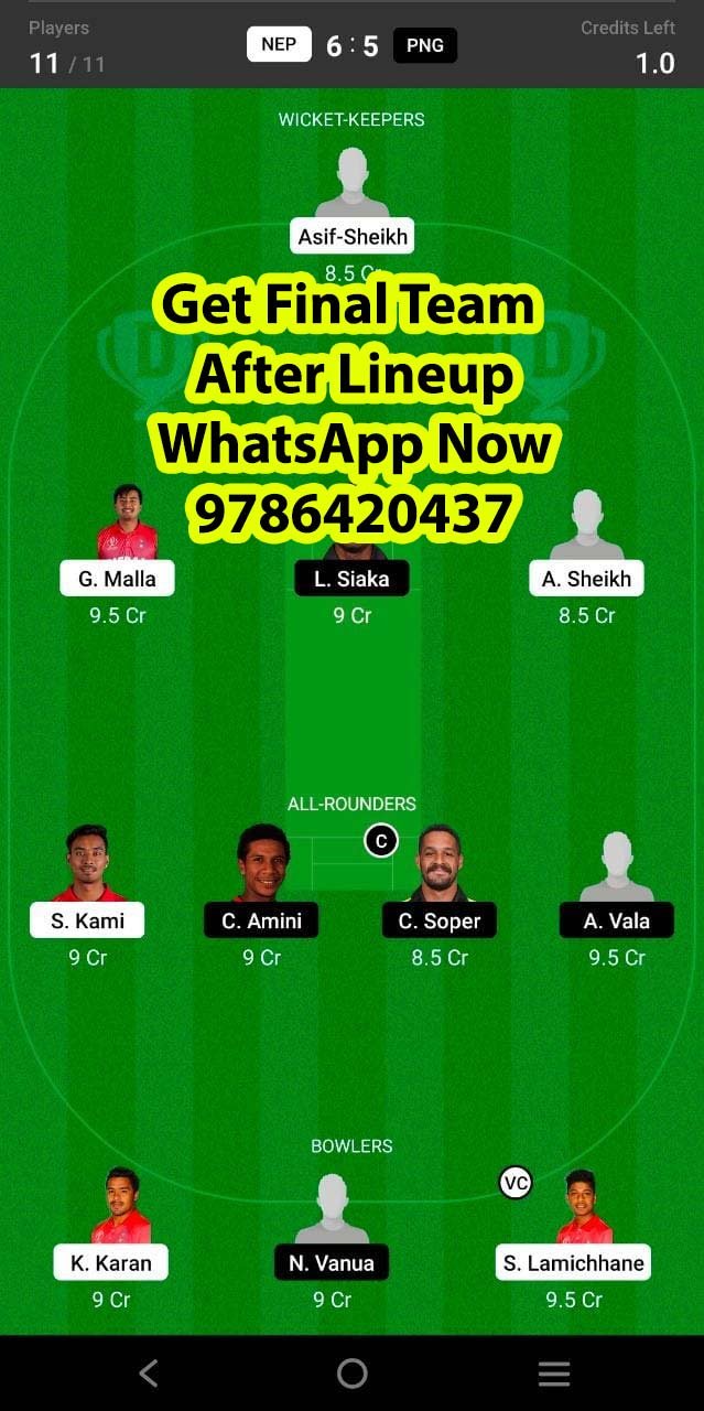 NEP vs PNG 1st ODI Match Dream11 Team fantasy Prediction Papua New Guinea tour of Nepal