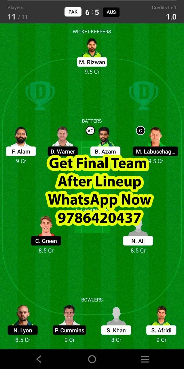 PAK vs AUS 1st Test Match Dream11 Team fantasy Prediction Australia tour of Pakistan