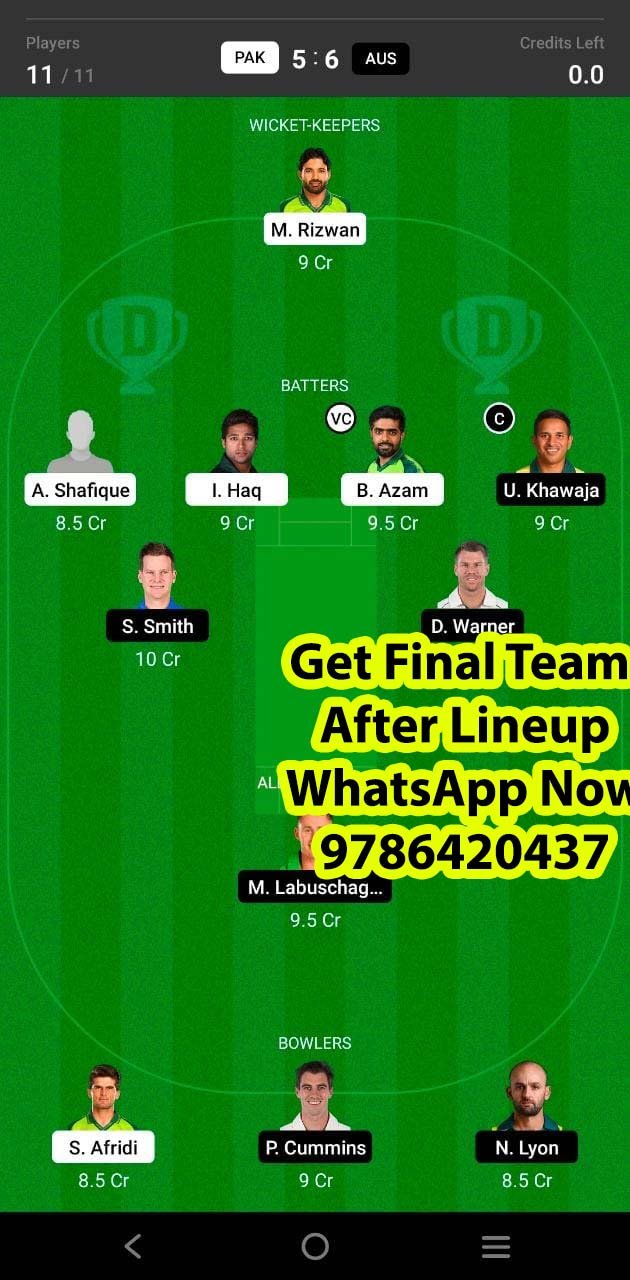 PAK vs AUS 3rd Test Match Dream11 Team fantasy Prediction Australia tour of Pakistan