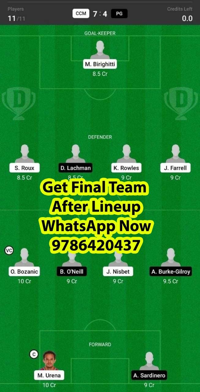 PG vs CCM Dream11 Team fantasy Prediction A League