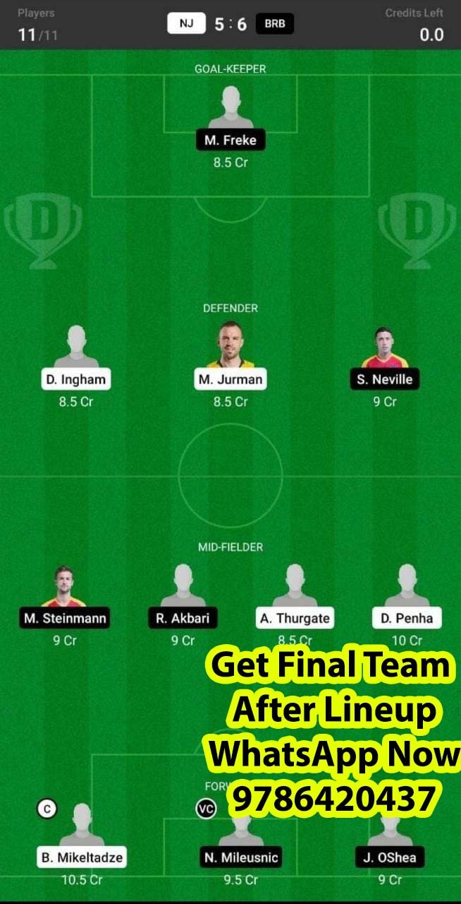 BRB vs NJ Dream11 Team fantasy Prediction A League