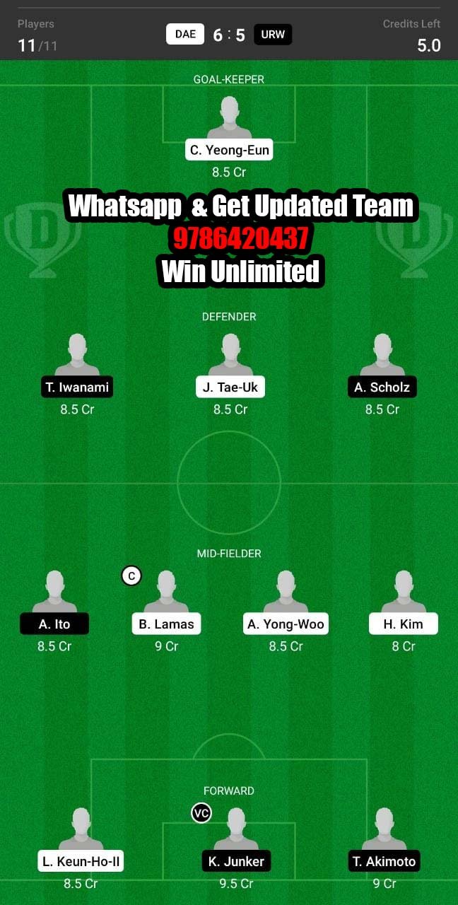 DAE vs URW Dream11 Team fantasy Prediction AFC Champions League