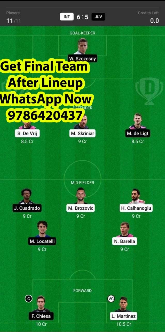 JUV vs INT Dream11 Team fantasy Prediction Serie A