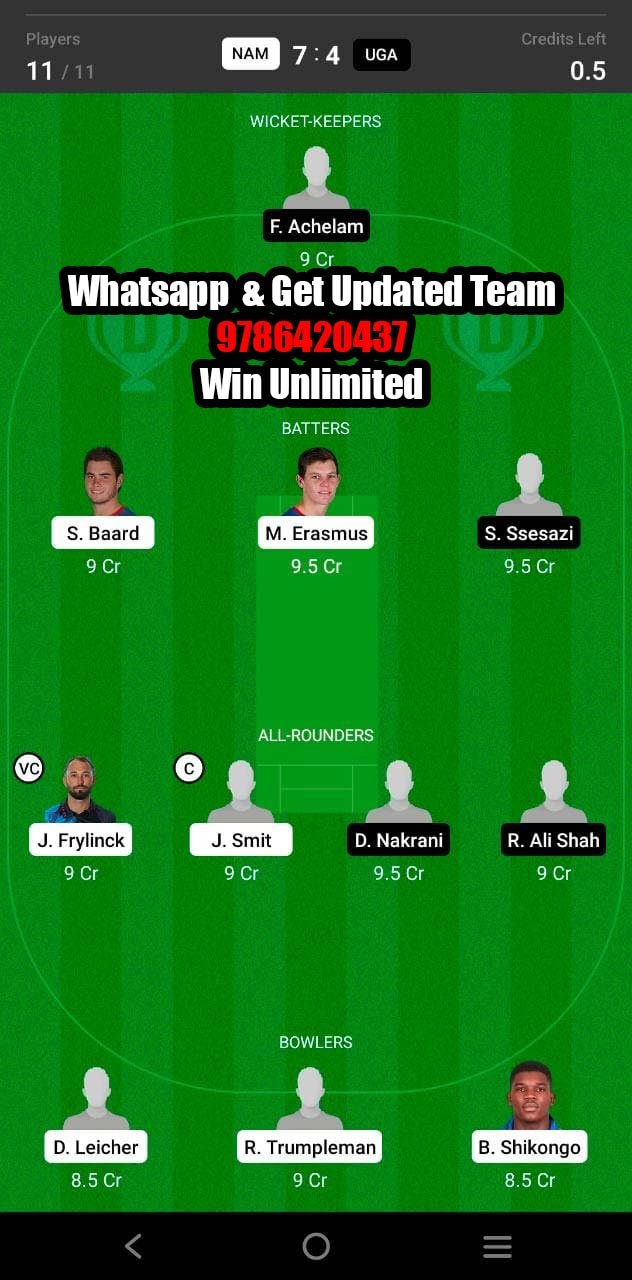 NAM vs UGA 1st T20I Match Dream11 Team fantasy Prediction Uganda tour of Namibia